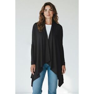 Banana Republic Sweater Womens Medium Waterfall Drape‎ Front Cardigan Black Open